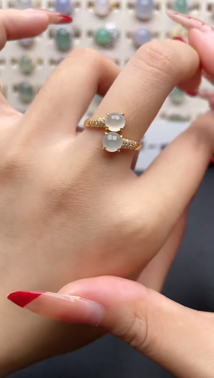 【闪购商品】翡翠戒指银S925镶嵌一物一证一礼盒