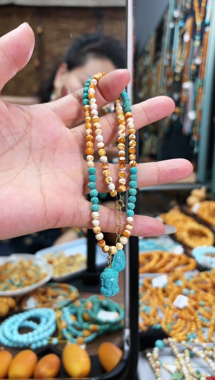 【闪购商品】绿松石颈饰18K金镶嵌项链