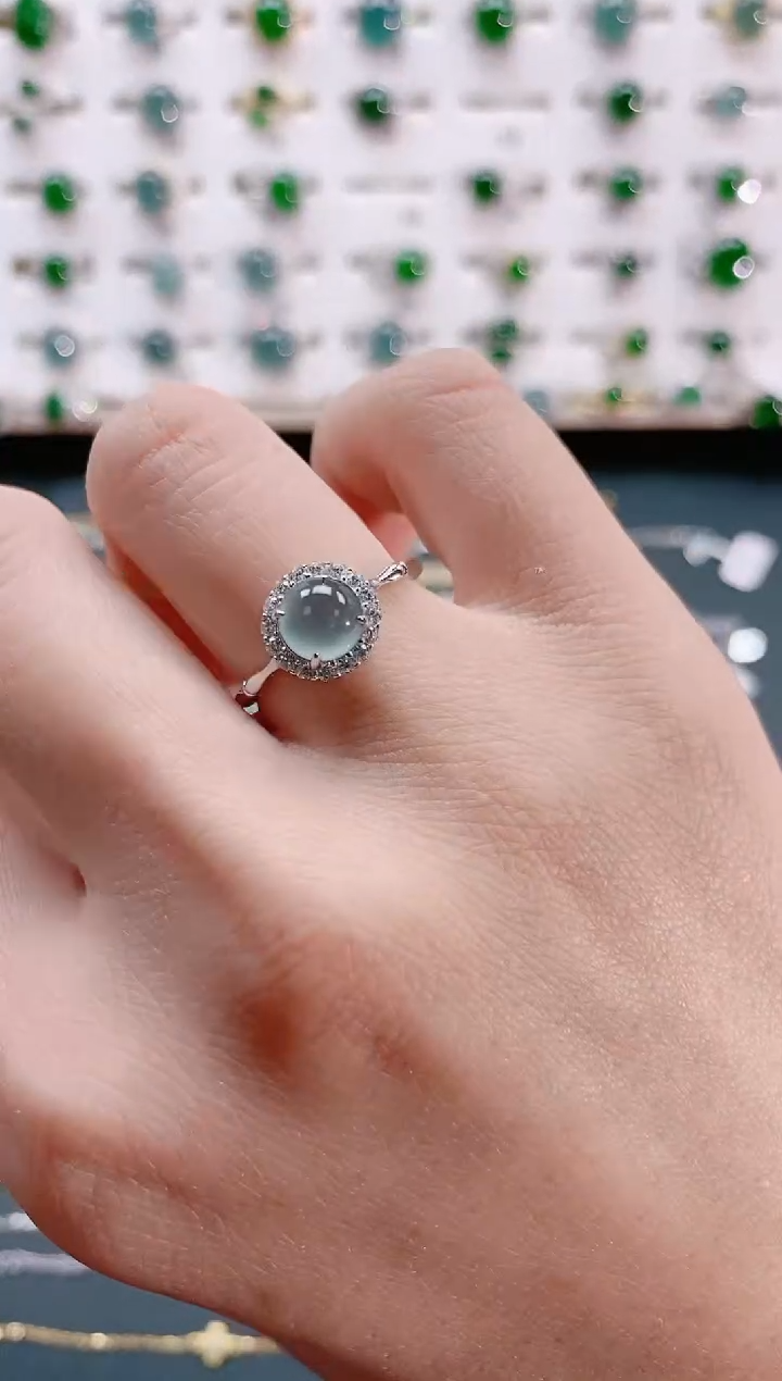 【闪购商品】翡翠戒指银S925镶嵌天然翡翠