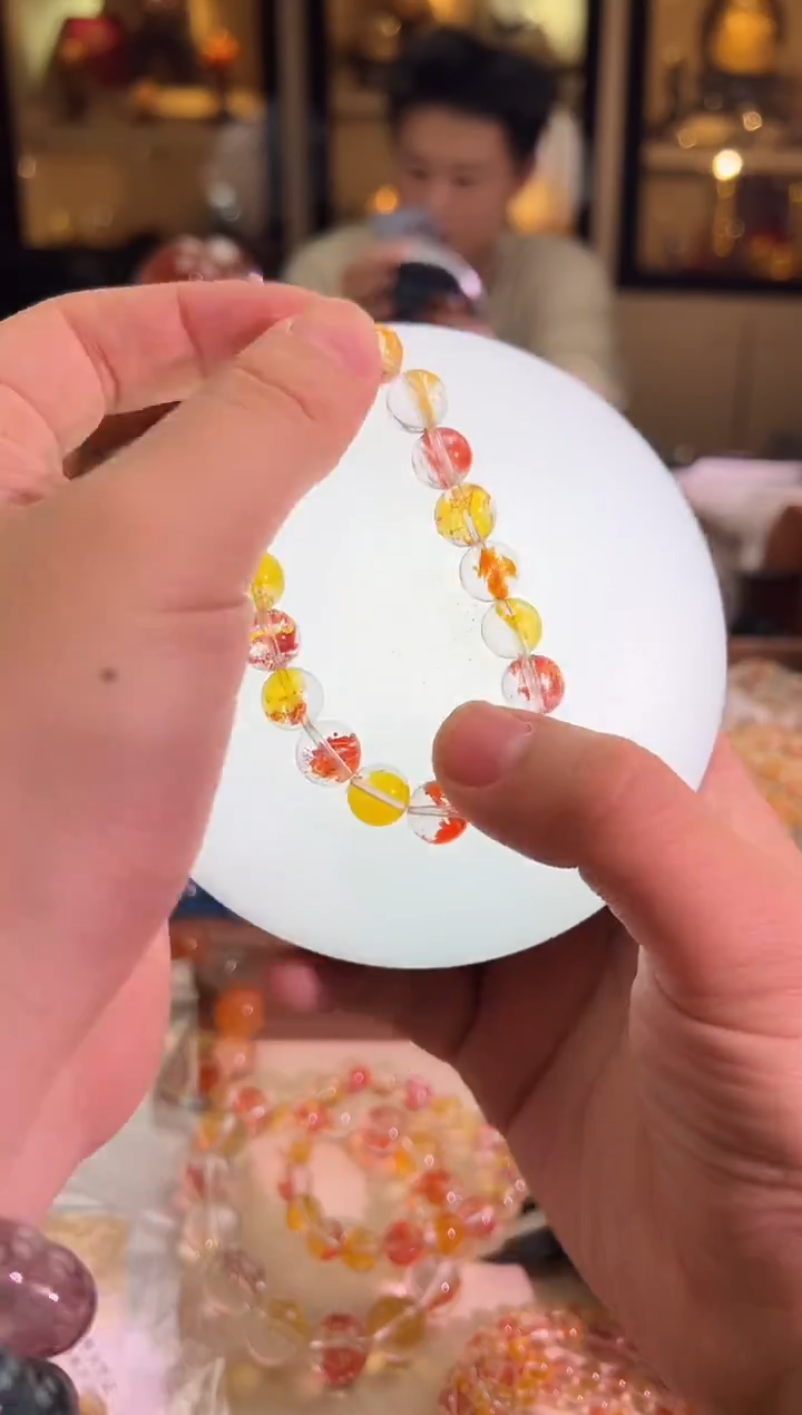 未镶嵌手链水晶10.8mm+锦鲤·胶花（多样性发一）