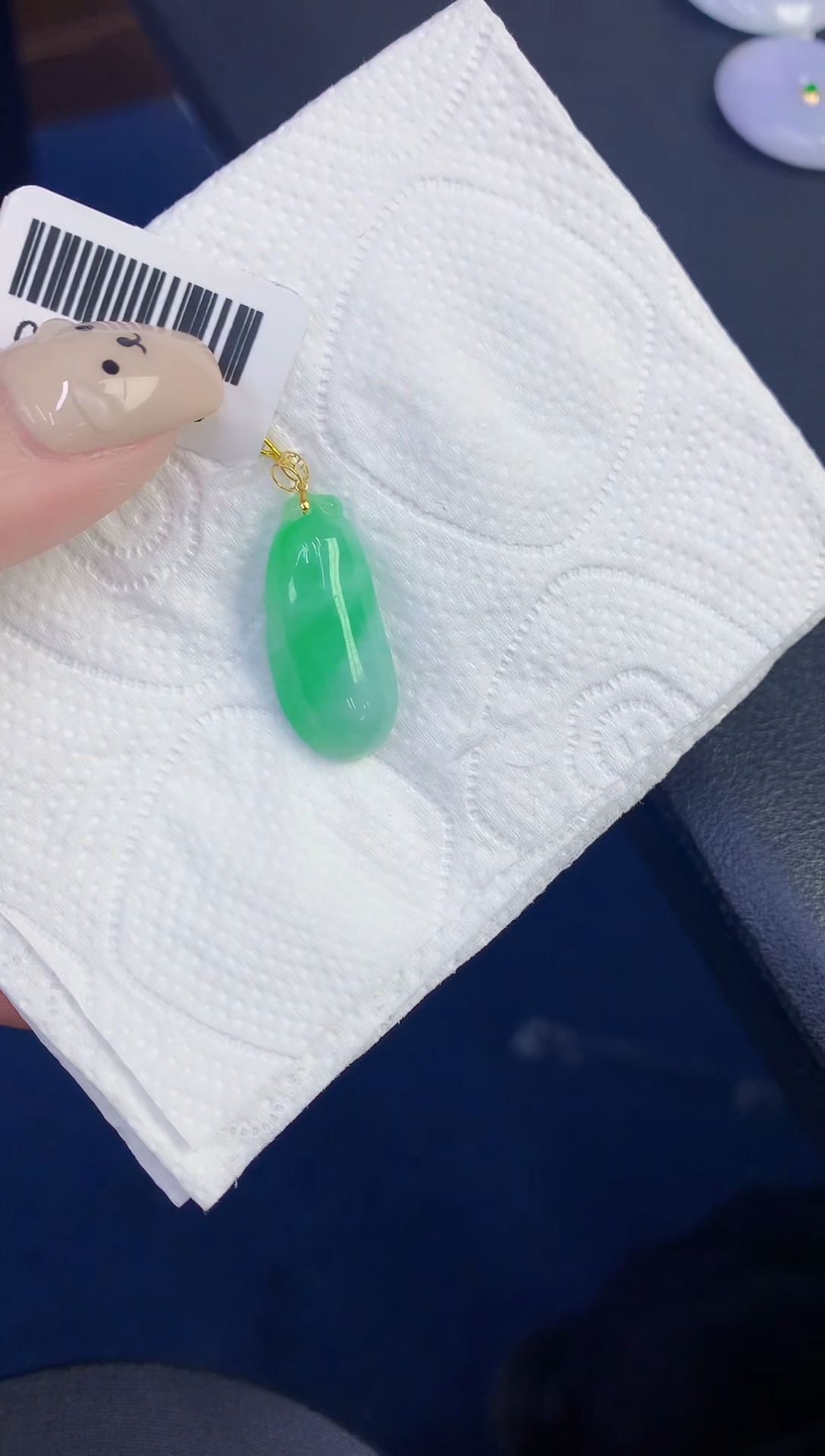 颈饰18K金镶嵌翡翠缅甸天然翡翠A货