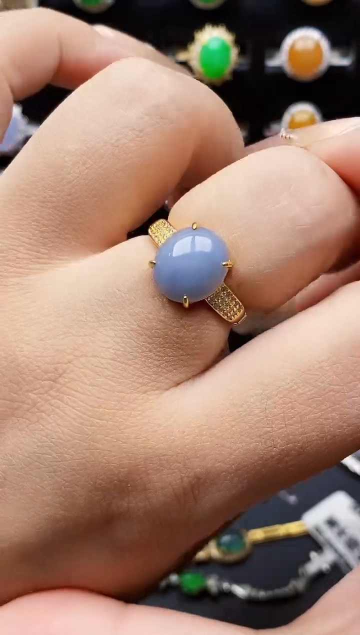 银S925镶嵌戒指翡翠4104