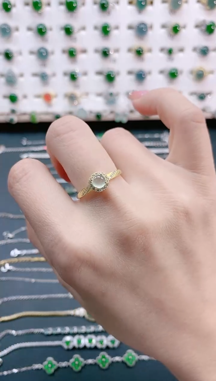 【闪购商品】翡翠戒指银S925镶嵌天然翡翠