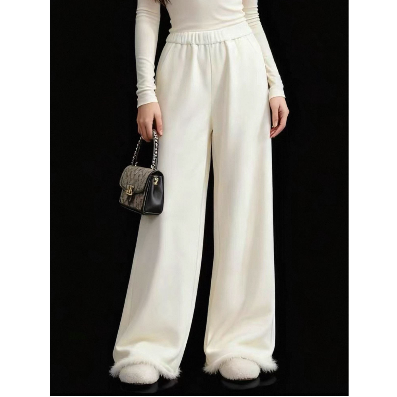 国风复古重工夹棉羊绒新款宽松直筒裤阔腿闭眼入超显瘦