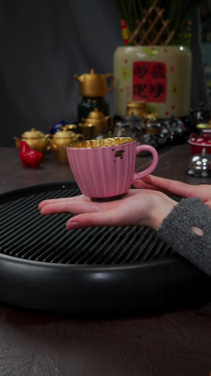 【闪购商品】杯【宜景窑桃夭粉鎏金】马克杯