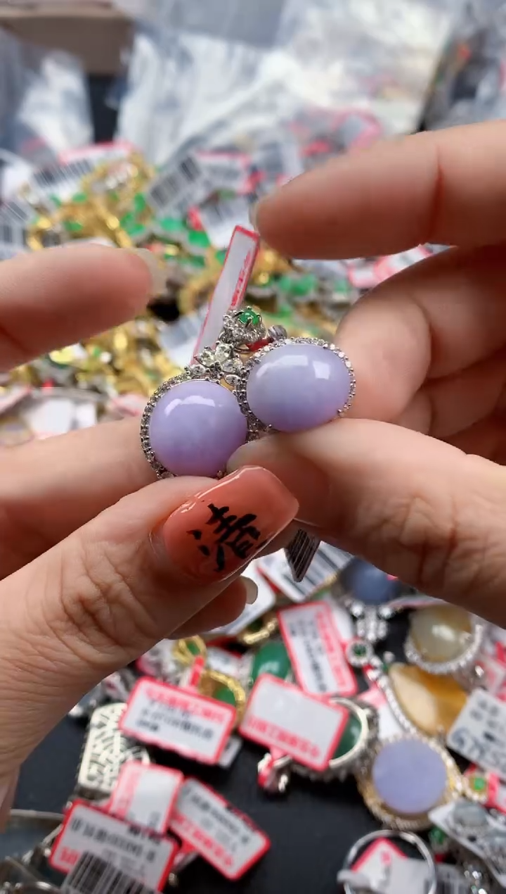 银S925镶嵌戒指翡翠天然A货缅甸翡翠