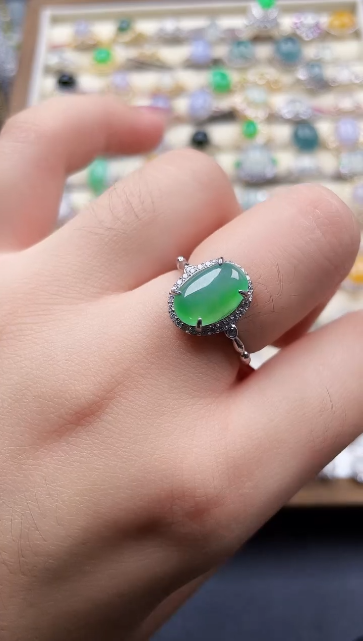 银S925镶嵌戒指翡翠60