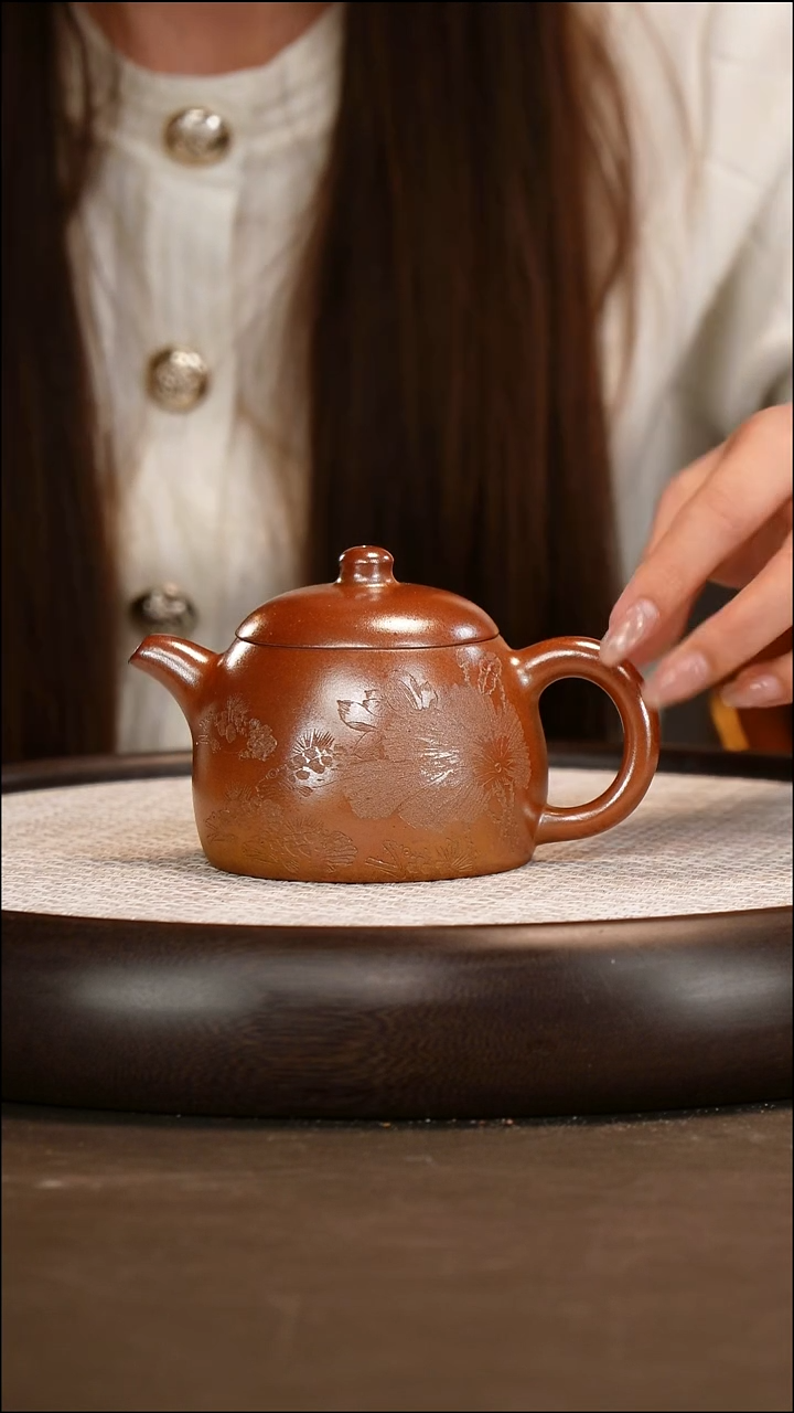 茶壶紫砂【张杏娟】黄玉段柴烧 秦权 260cc