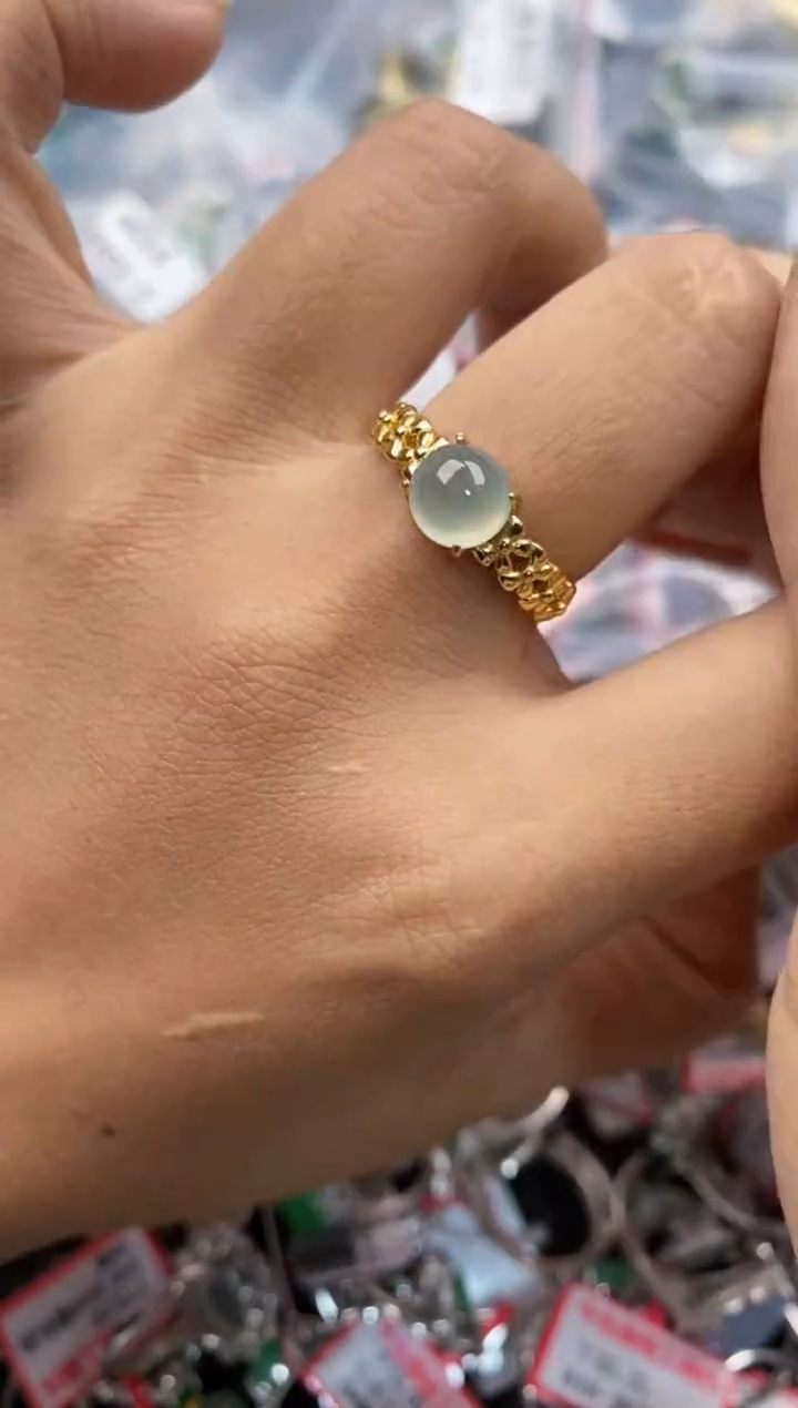 银S925镶嵌戒指翡翠444---6