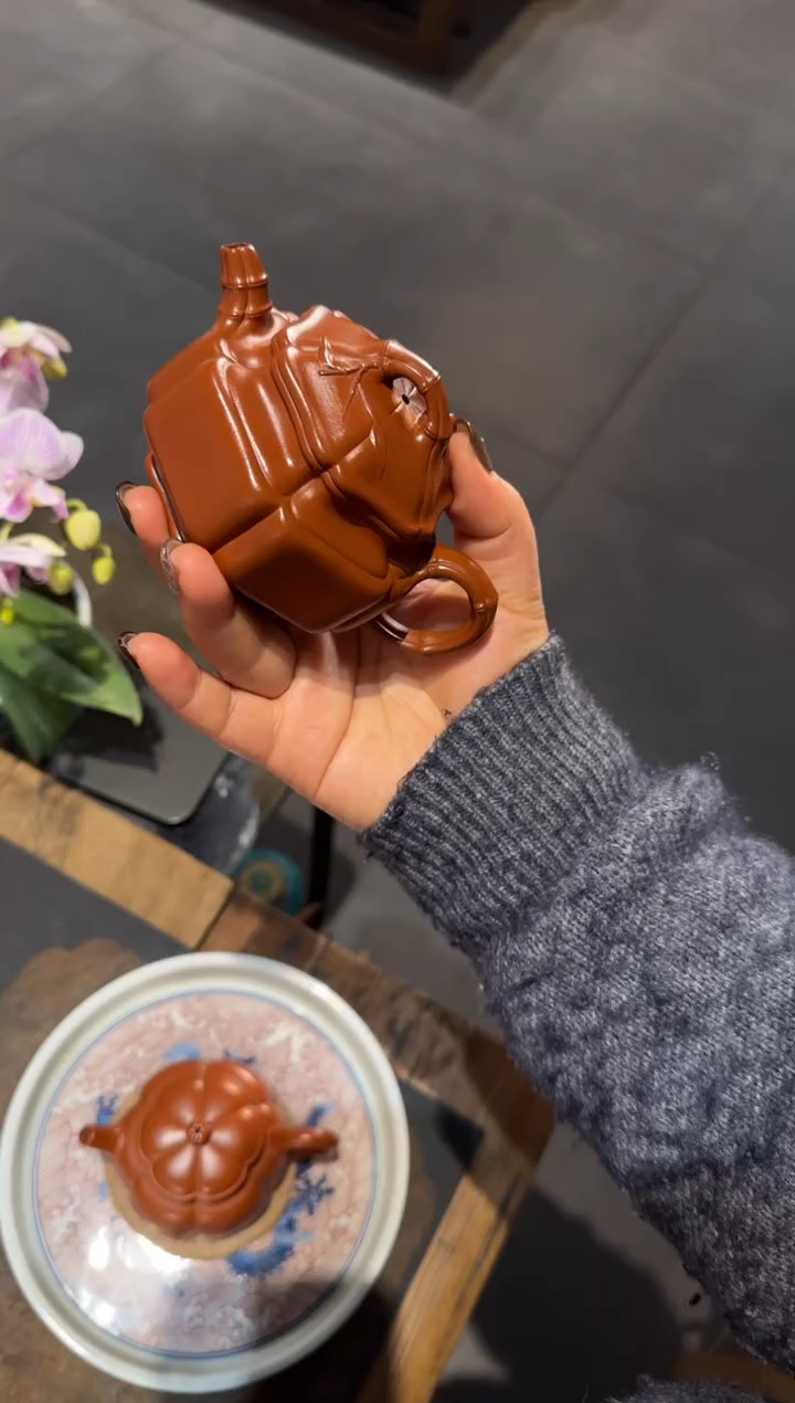 【闪购商品】紫砂茶壶小师妹六方海棠双线竹鼓