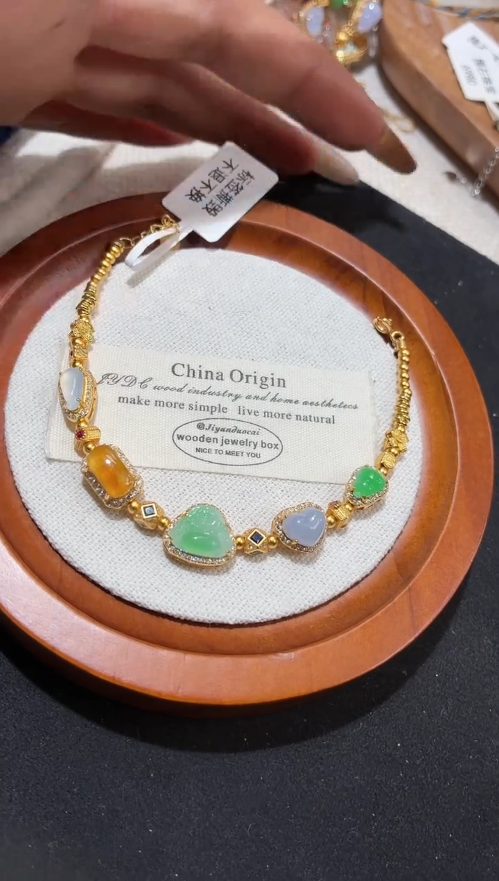 吊坠(不含链)银S925镶嵌翡翠手链