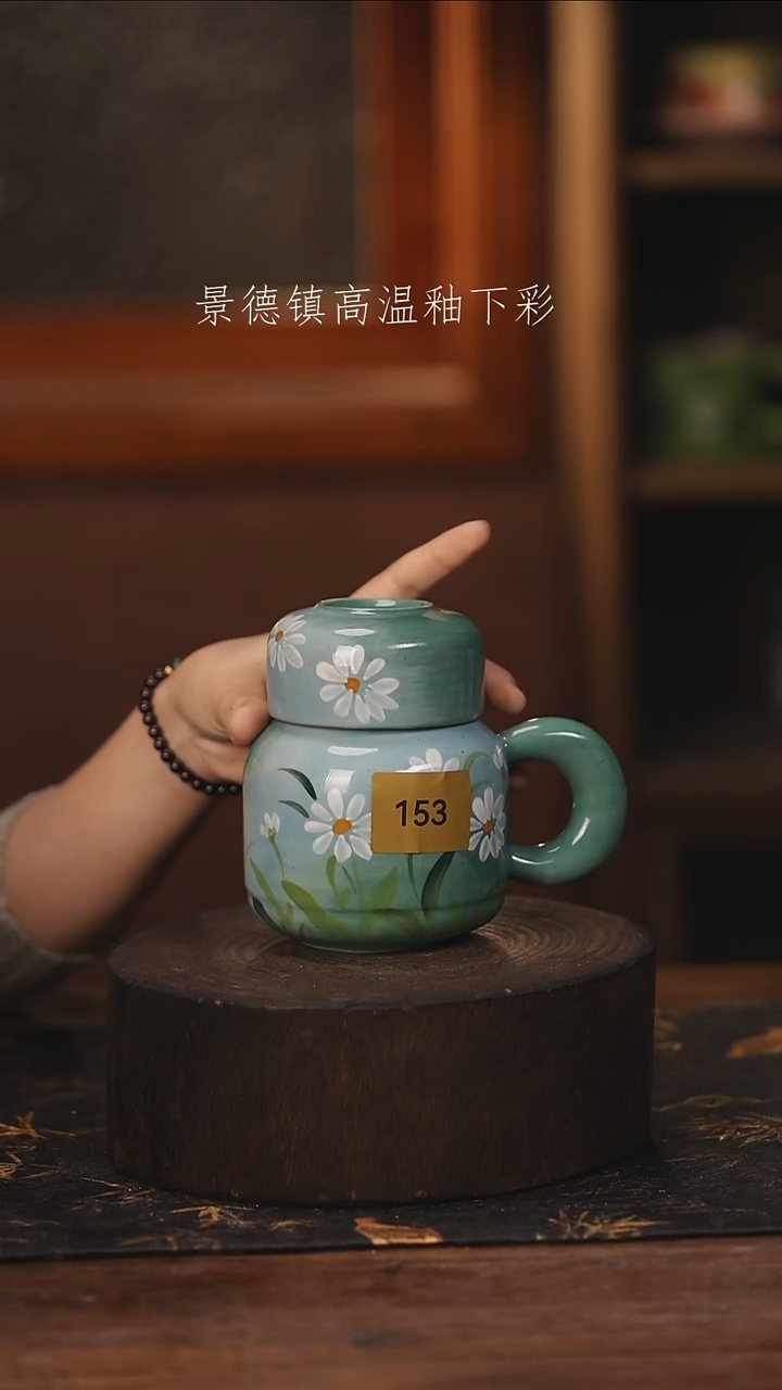 陶瓷景德镇高温釉下手绘陶瓷@L153@