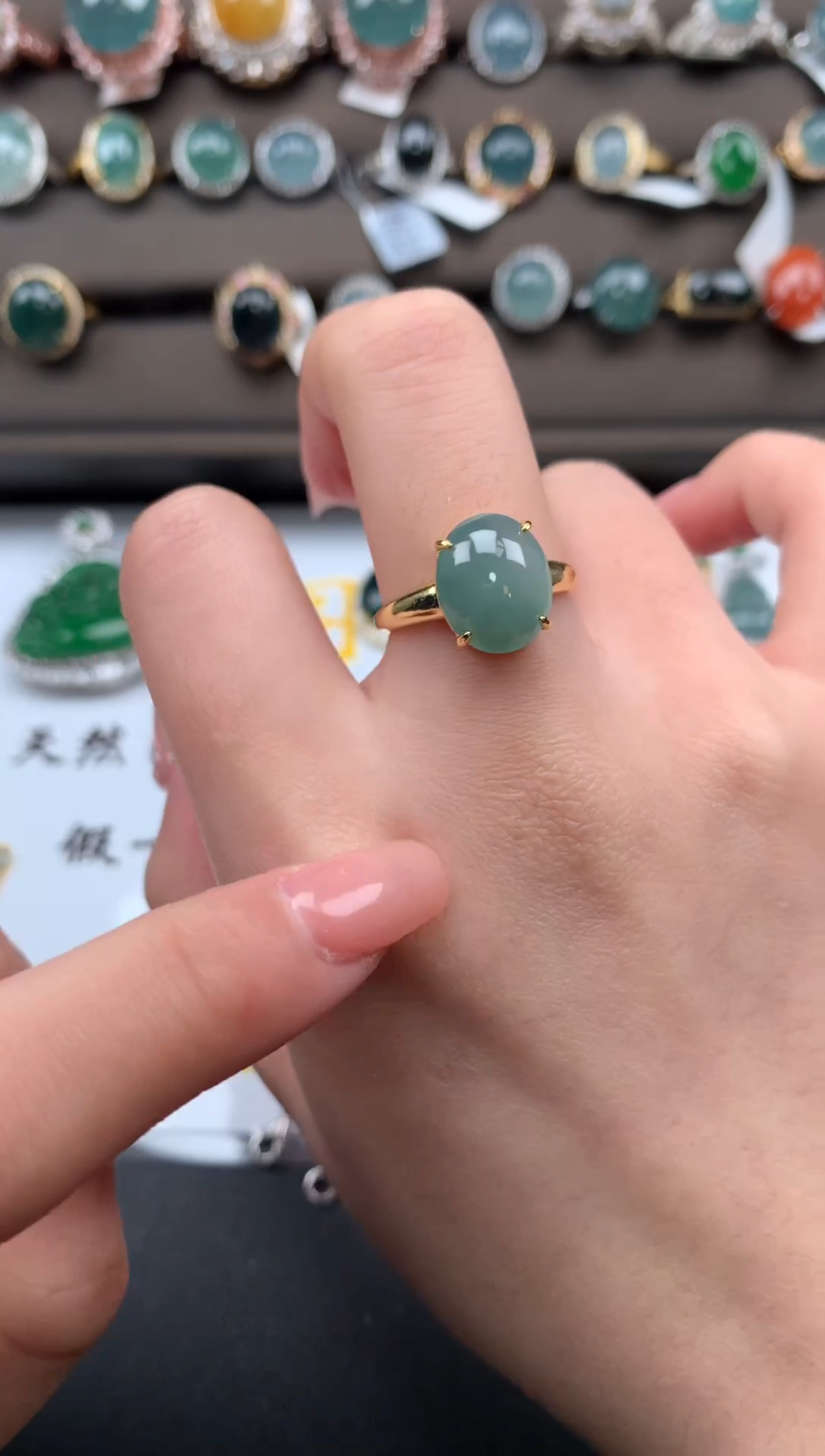 【闪购商品】翡翠戒指银S925镶嵌52141