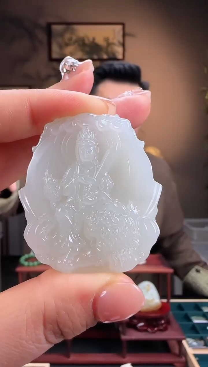 【闪购商品】和田玉吊坠未镶嵌白晴文殊h463