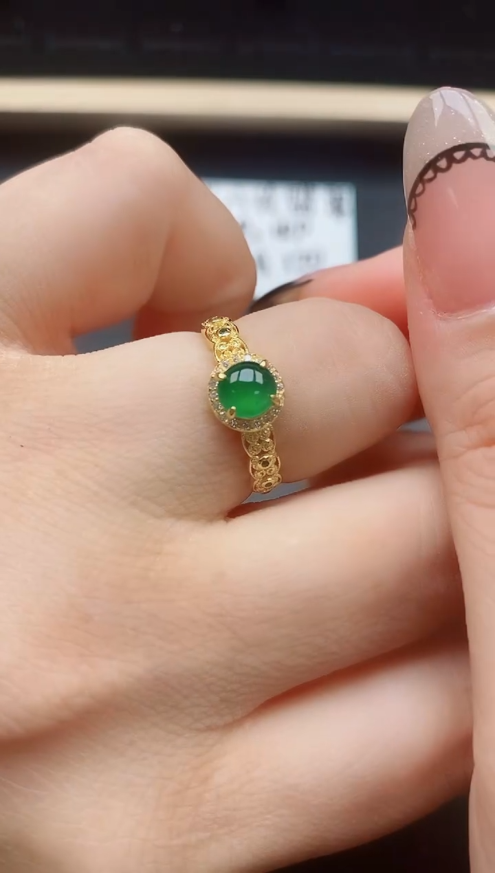 翡翠戒指银S925镶嵌1321