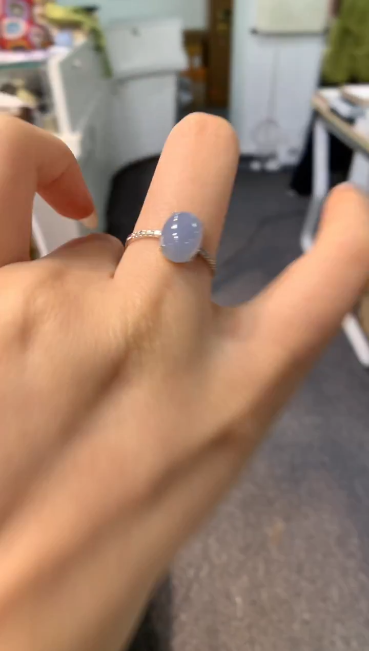 颈饰18K金镶嵌翡翠戒指14圈上下两个圈口免费改