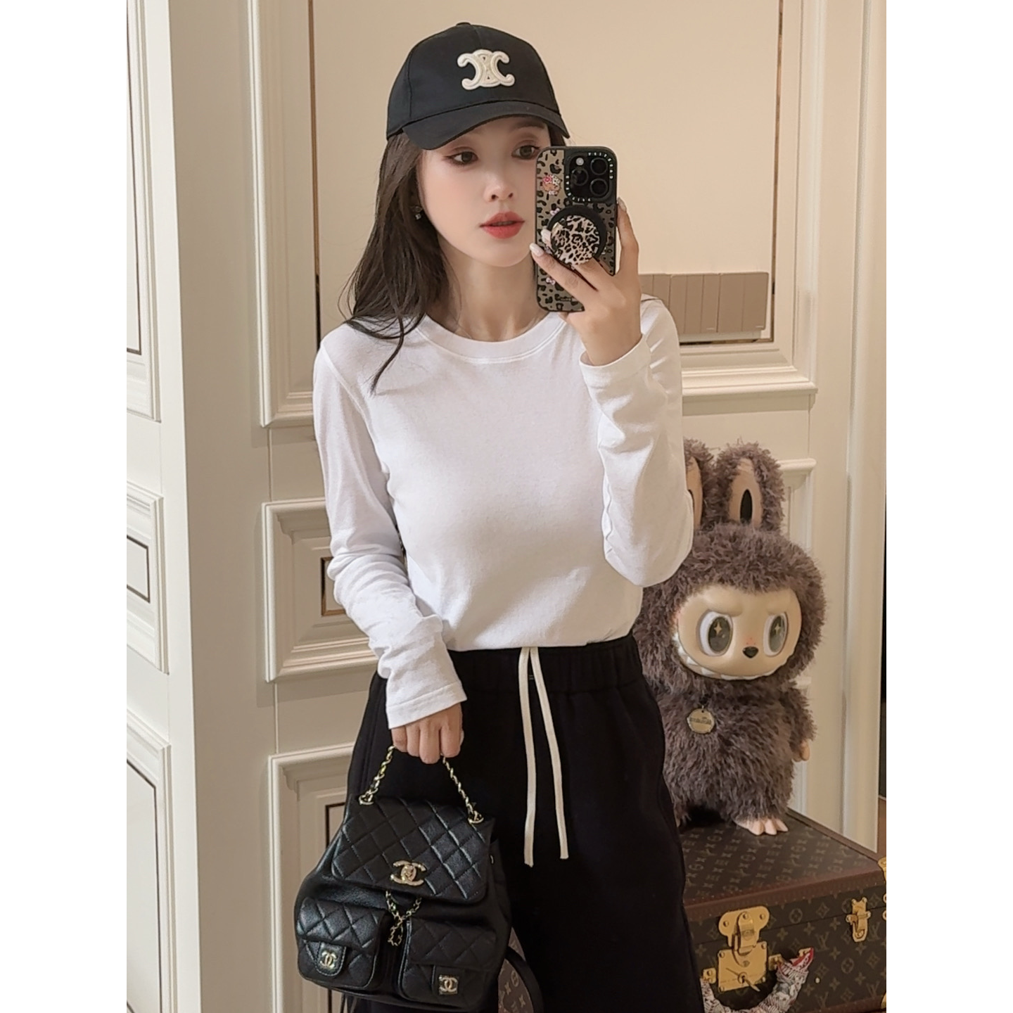 【曼文kiki】“白T”超软100棉圆领长袖打底T恤 25Q1285