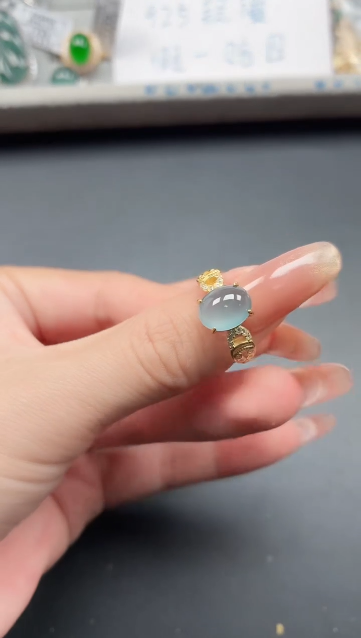 银S925镶嵌戒指翡翠1