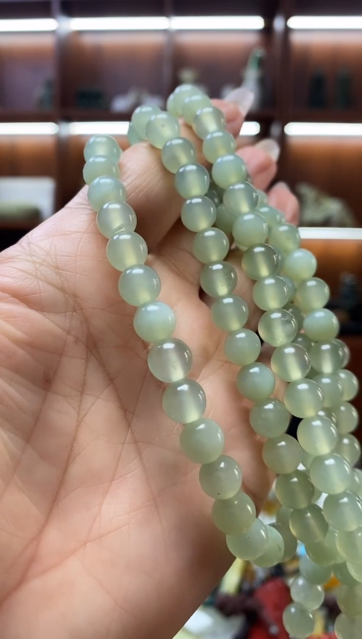 未镶嵌蛇纹石玉手串    