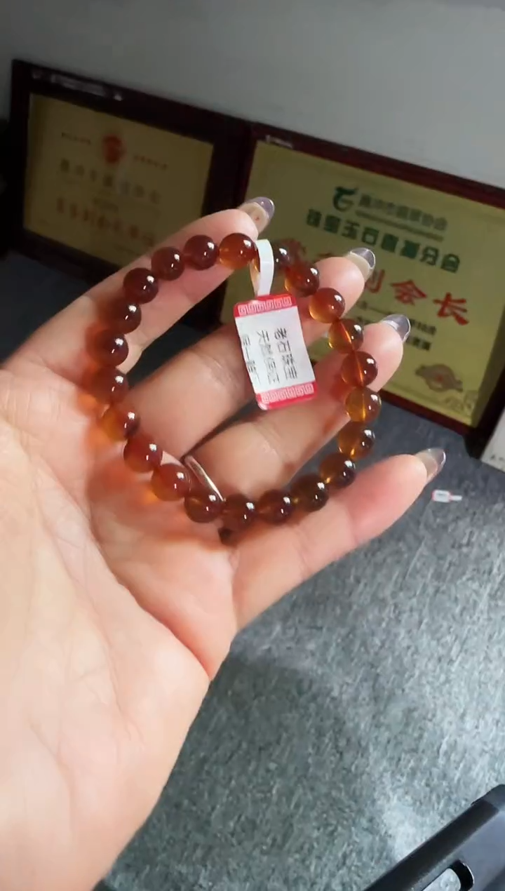 手串琥珀未镶嵌#4缅甸琥珀紫罗兰手串8mm  