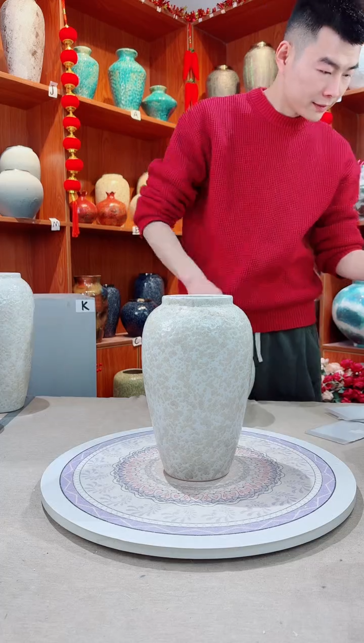 瓶茶白 中号 陶瓷花瓶 无花 精品