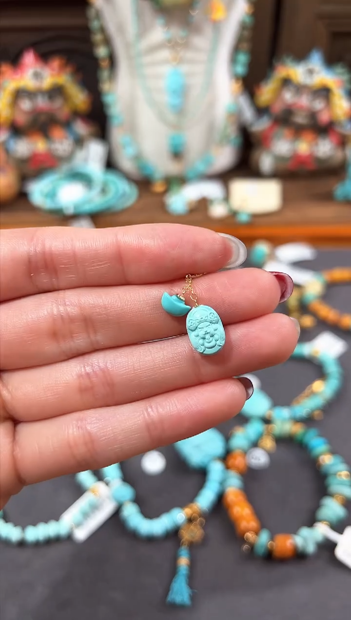 【闪购商品】绿松石提溜18K金镶嵌绿松石提溜