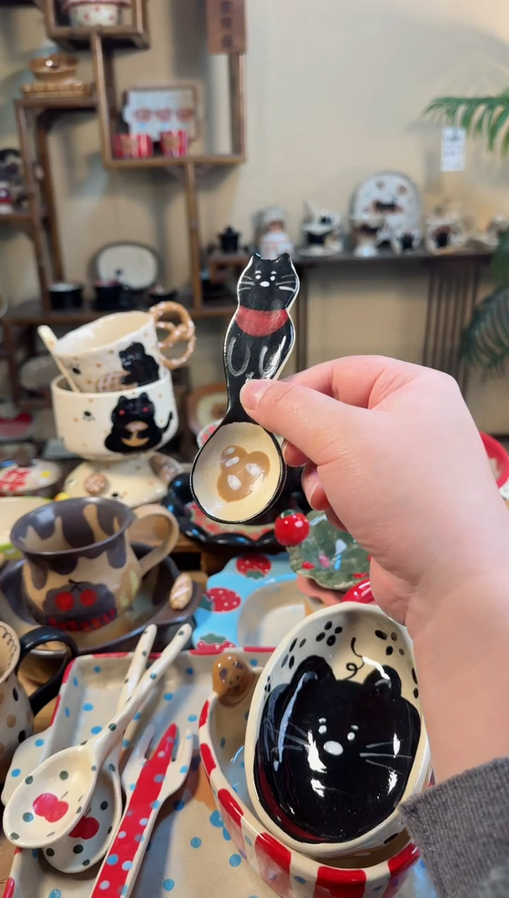 【闪购商品】红领巾猫咪勺子高温瓷器