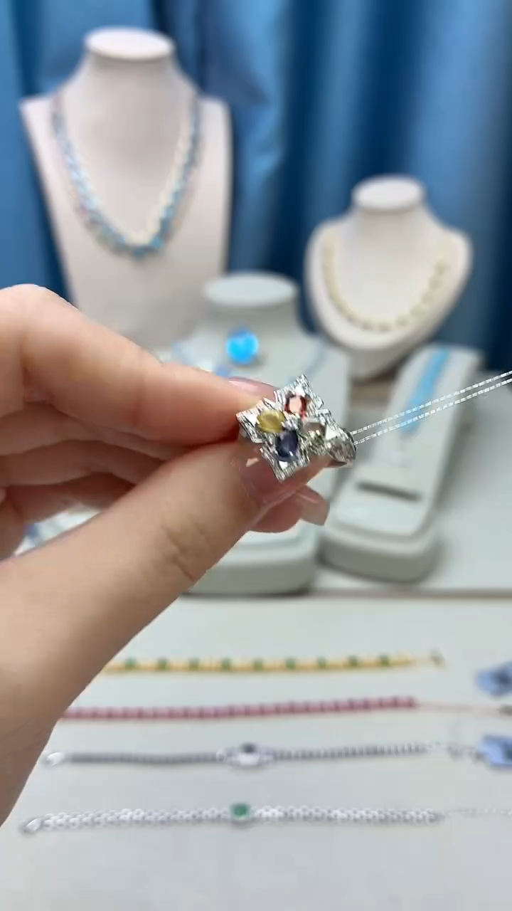 戒指彩色蓝宝石银S925镶嵌096JH0102产品一个（多样性）