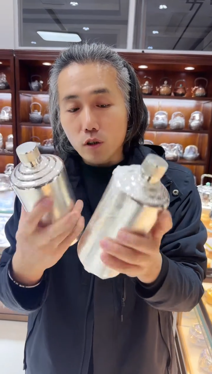 【闪购商品】足银999精工锤纹瓶子2斤