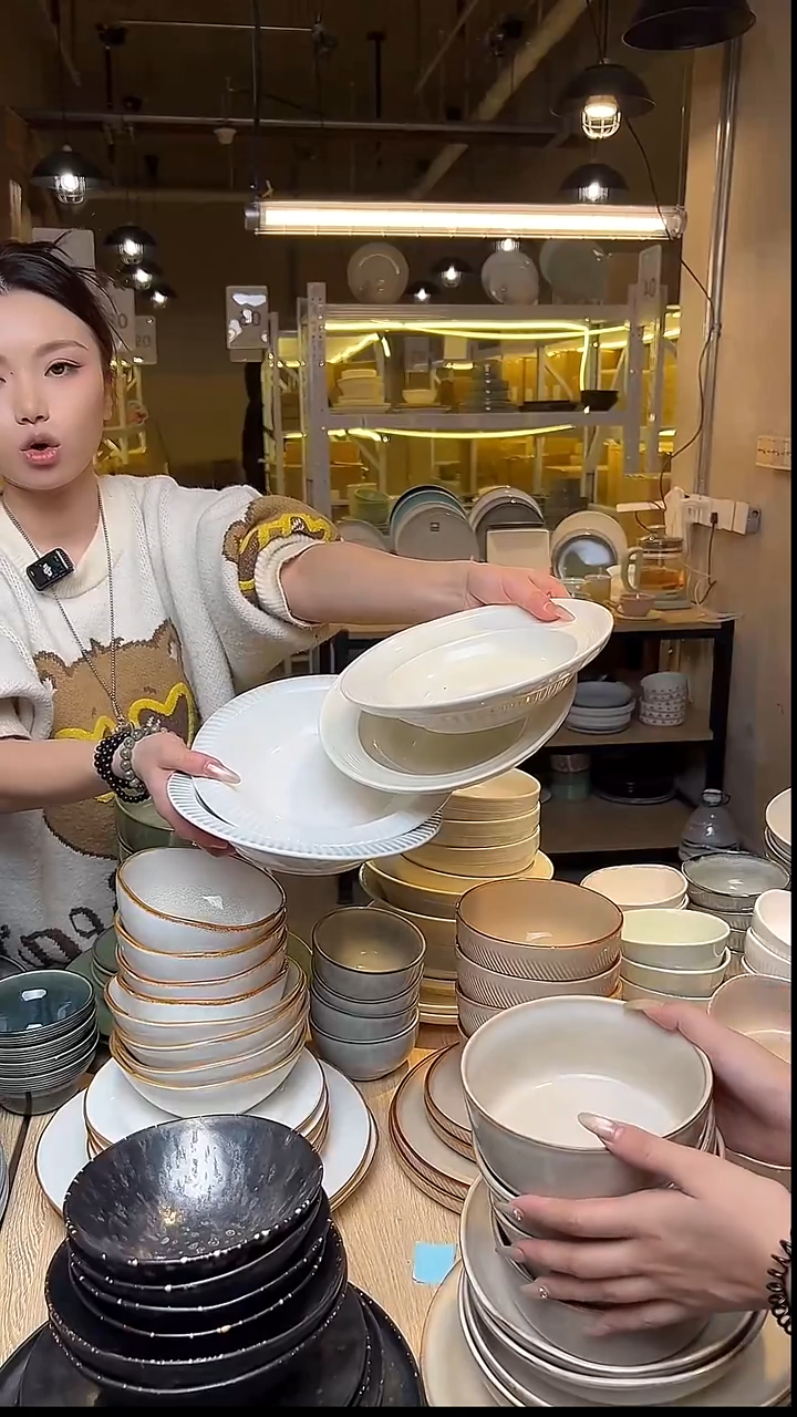 瓷190（四件套）外贸尾货窑变釉下彩默外微瑕