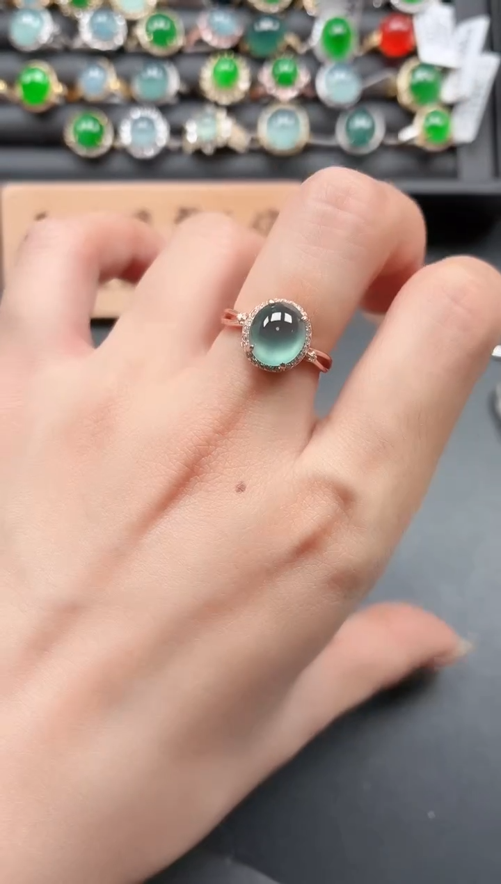 银S925镶嵌戒指翡翠11