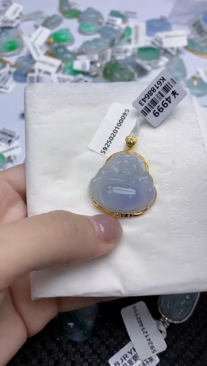 【闪购商品】翡翠颈饰18K金镶嵌天然翡翠A货