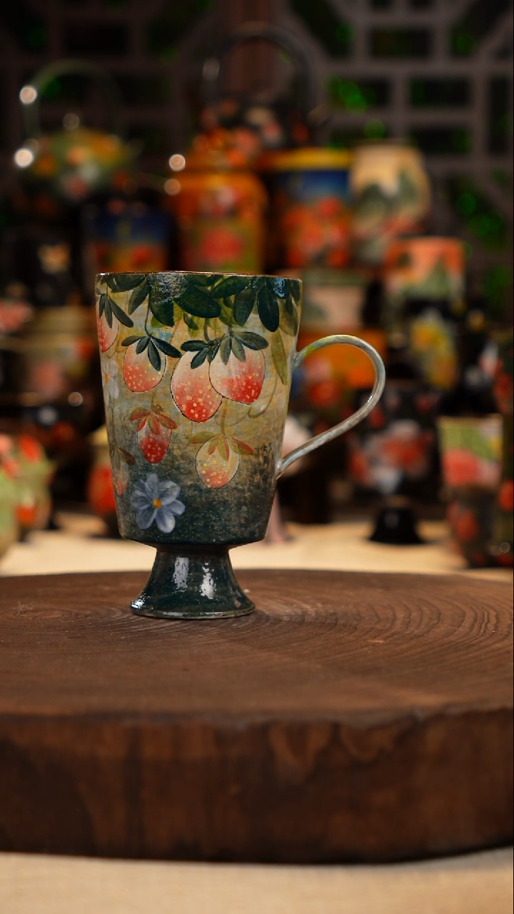 手绘   油画釉下彩   杯子