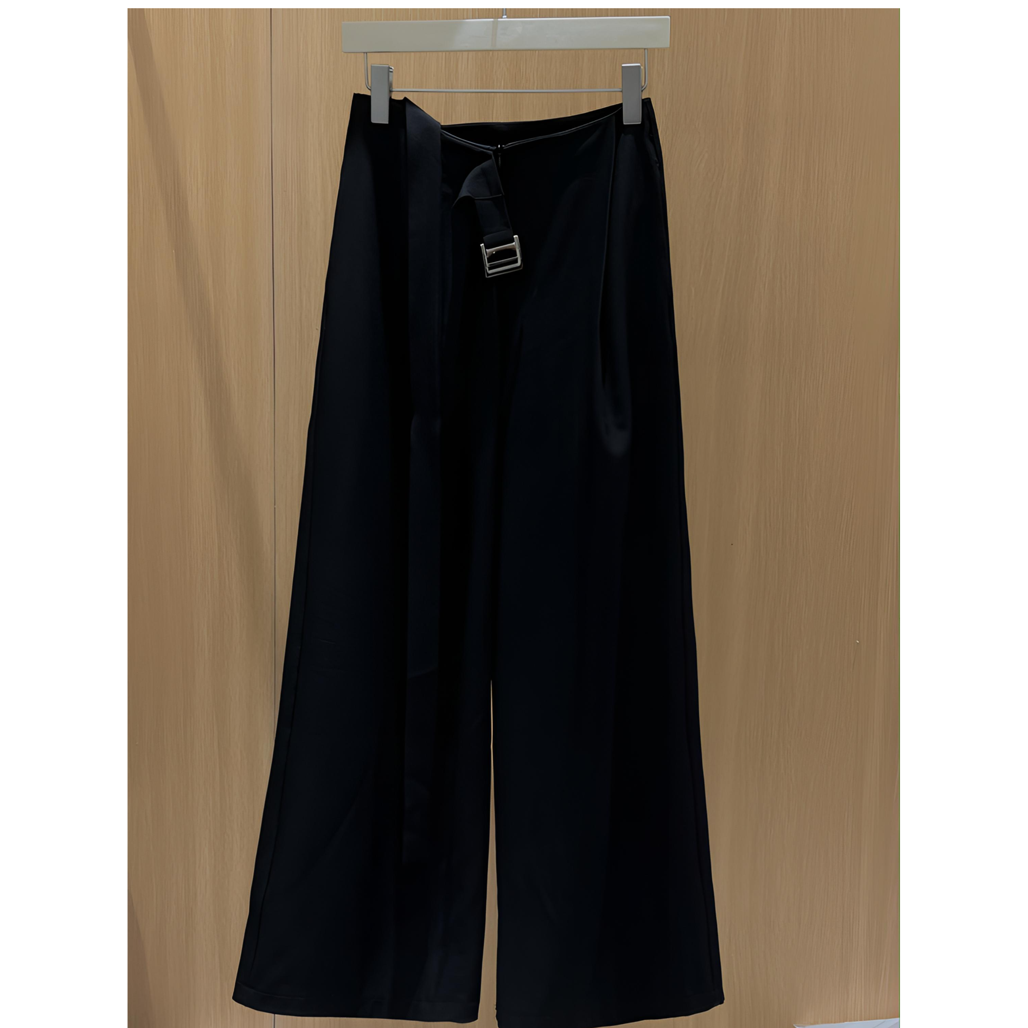 [ZJ STUDIO]春秋新款极简高腰阔腿西裤