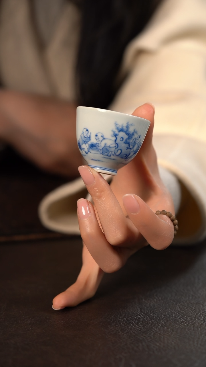 【闪购商品】杯聚澜堂童子下棋小直口杯