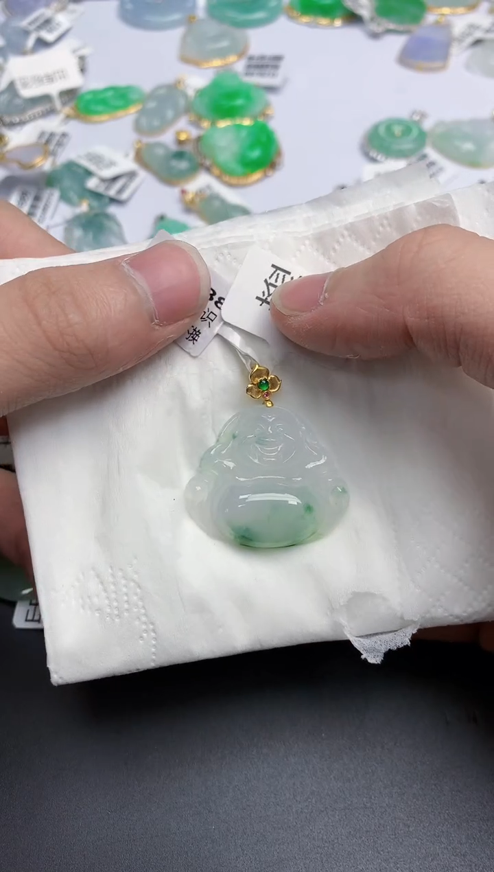 【闪购商品】翡翠颈饰18K金镶嵌天然缅甸翡翠A货