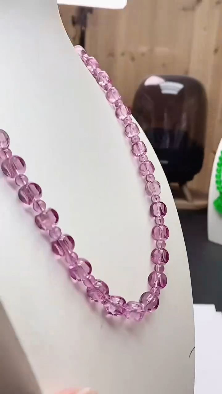 无非金属   粉紫色系  海棠角   碧碧 项链