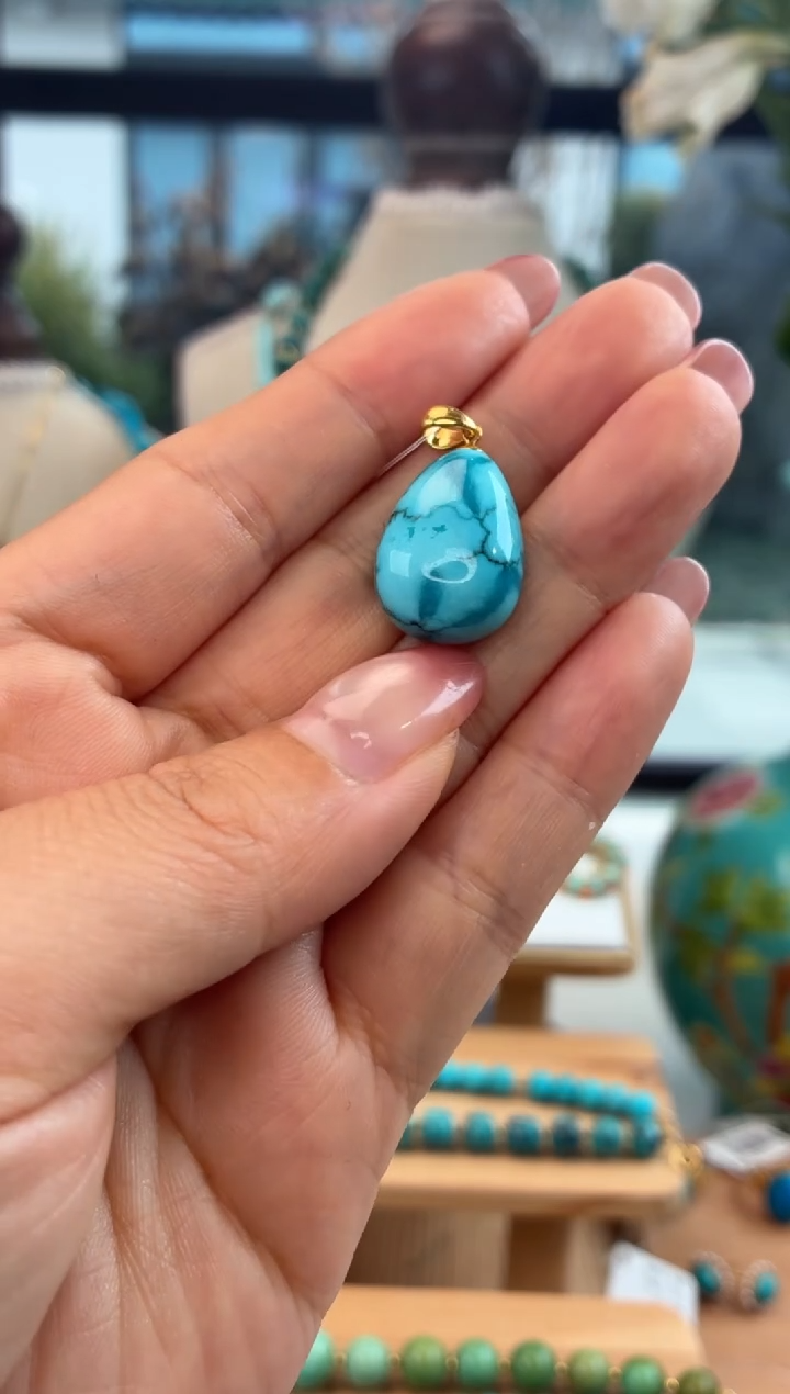 18K金镶嵌绿松石吊坠(不含链)1