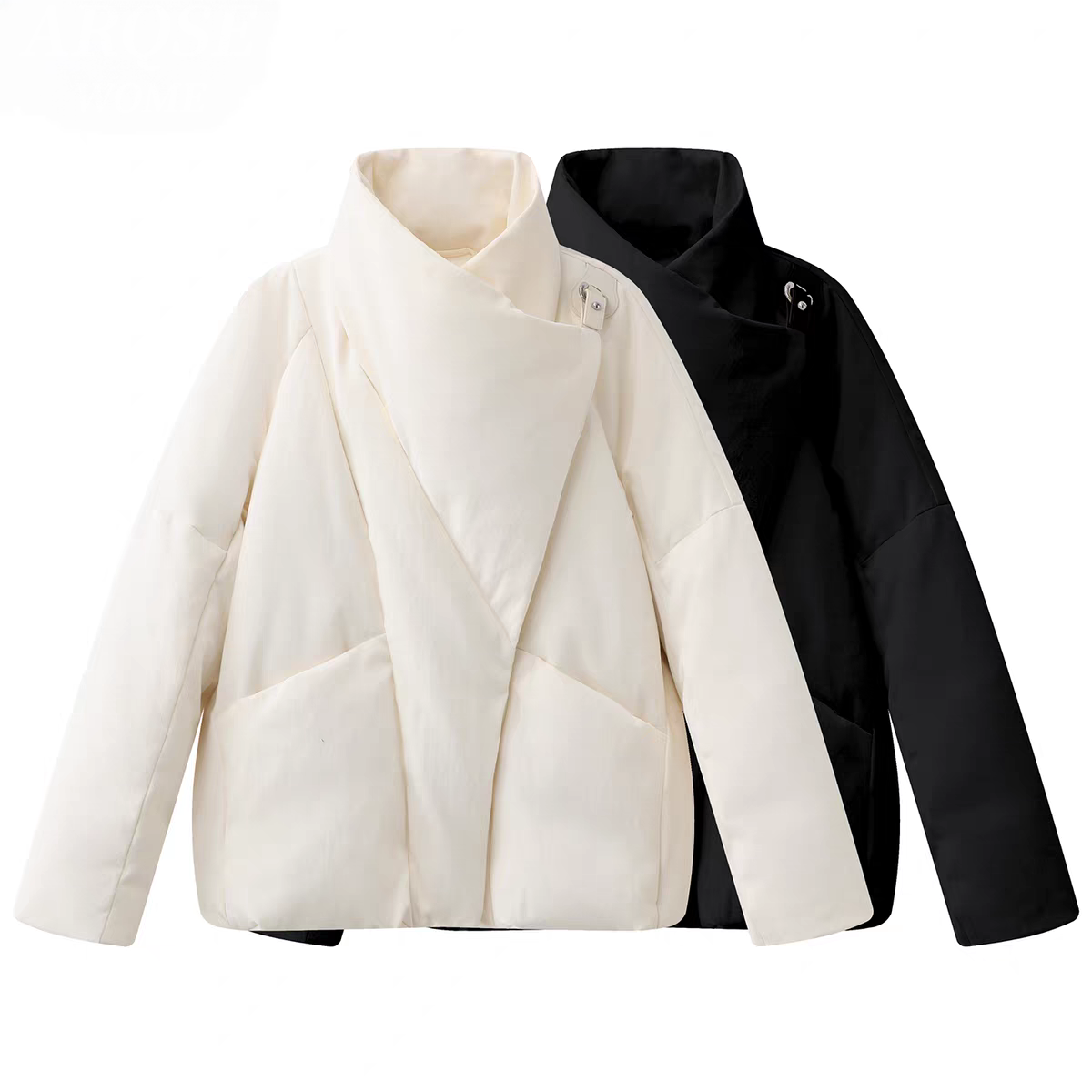 艾家时尚韩版立领女常规偏门襟短款羽绒外套休闲百搭女士25004008