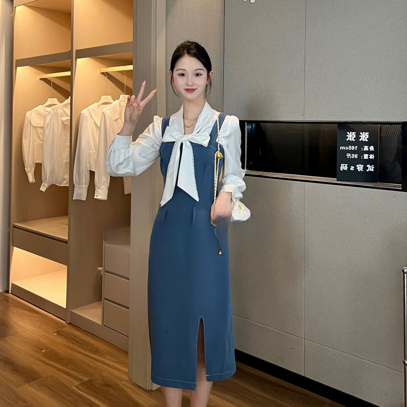 年终请沧25夏季设计感背带时尚韩版气质牛仔背带裙 8006 QC