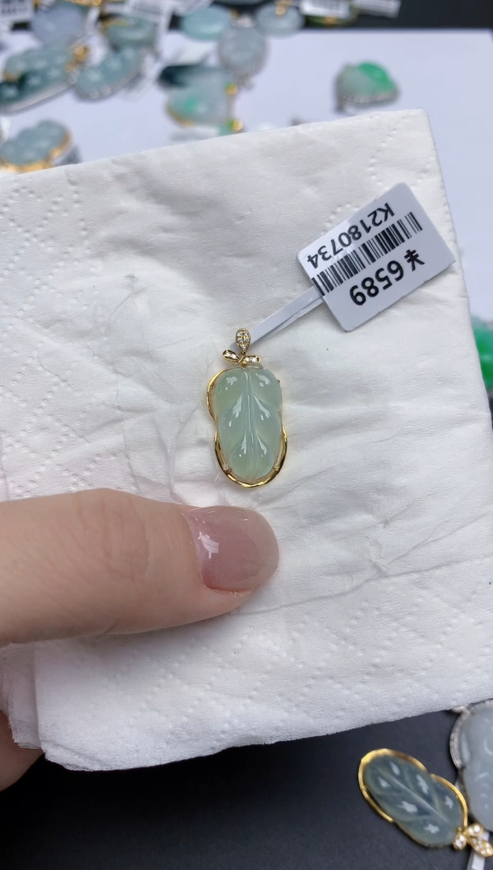 【闪购商品】翡翠颈饰18K金镶嵌天然缅甸翡翠A货
