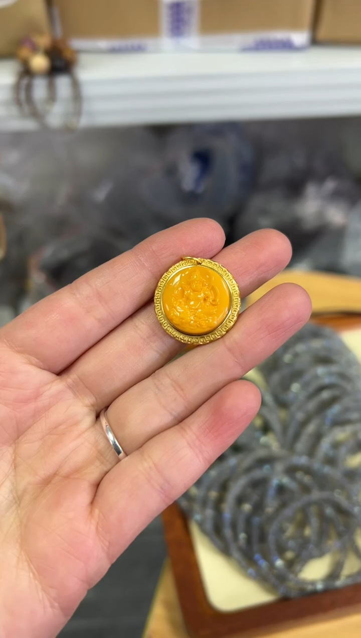 【闪购商品】蜜蜡颈饰银S925镶嵌满蜜蜜蜡黄财财银吊坠[0251]