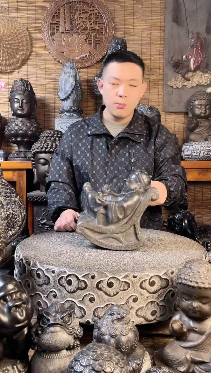 【闪购商品】26摇椅小地主天然青石雕刻