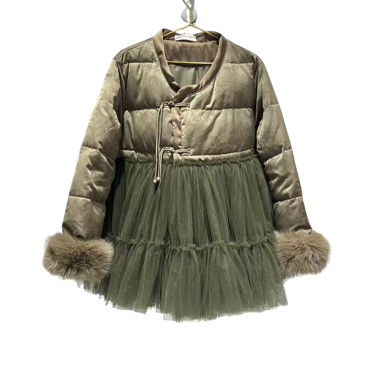 3987【珍珍优选】设计师新款拼接纱纱冬季长袖女装连衣裙