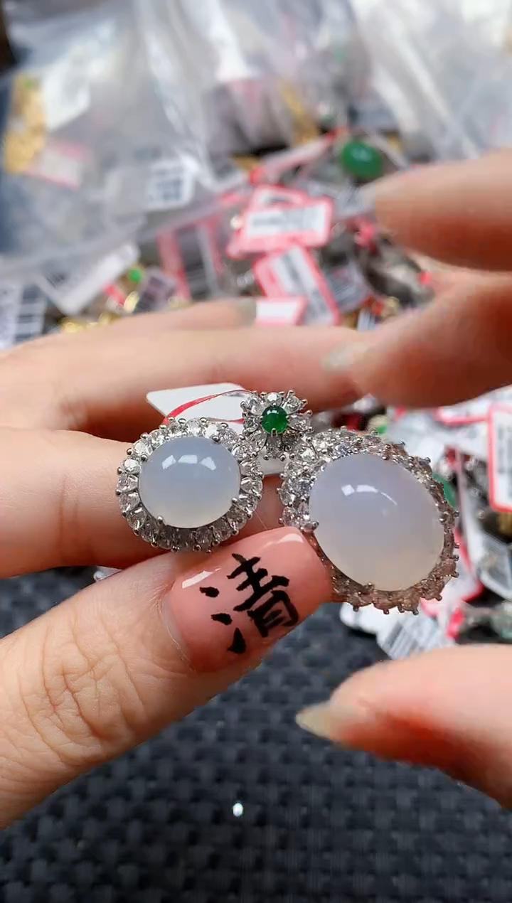 银S925镶嵌戒指翡翠天然A货缅甸翡翠