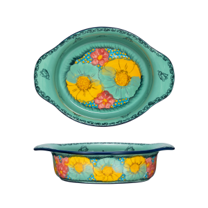 【SILESIA/出口原单】手绘碧海苍田-10英寸双耳椭圆碗+酱料碗