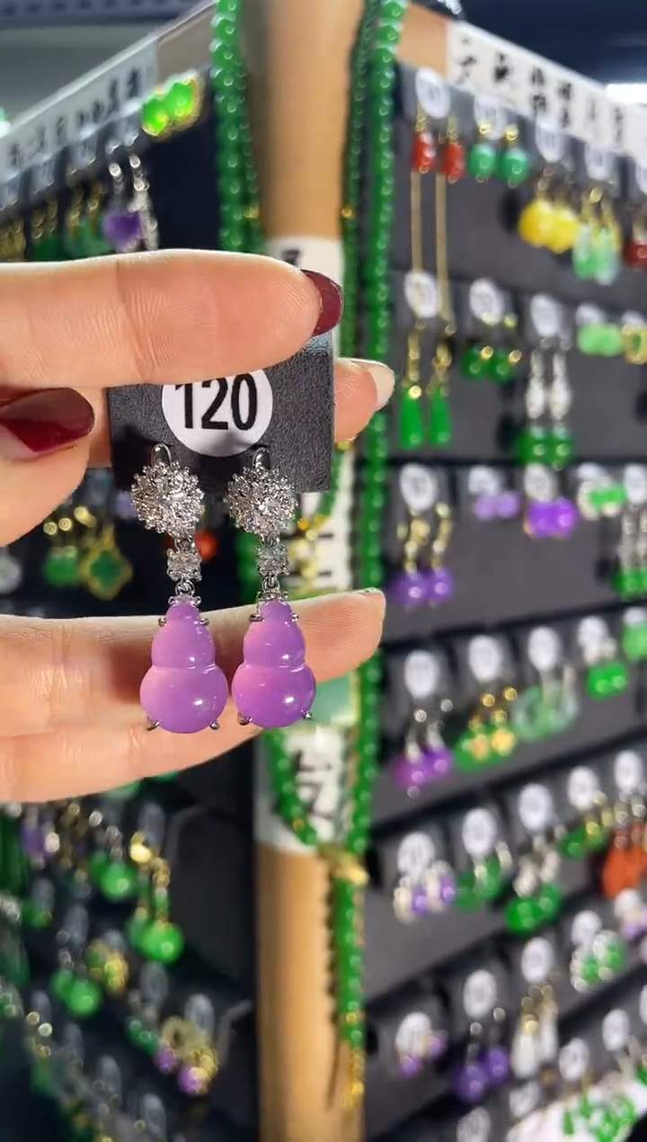 【闪购商品】翡翠耳饰银S925镶嵌120..