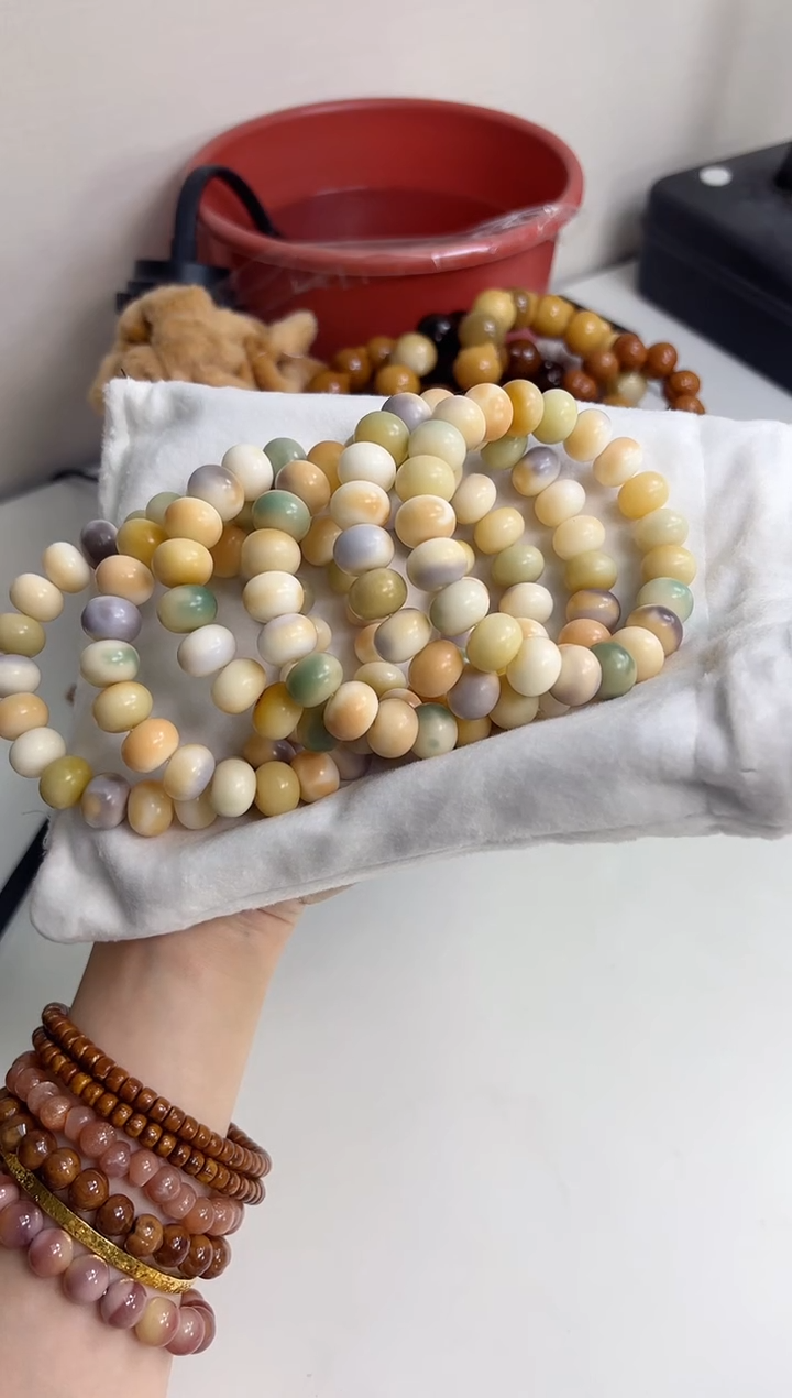 手串菩提根/象牙果沐g66陌上花开玉化算盘10*13mm手串随机