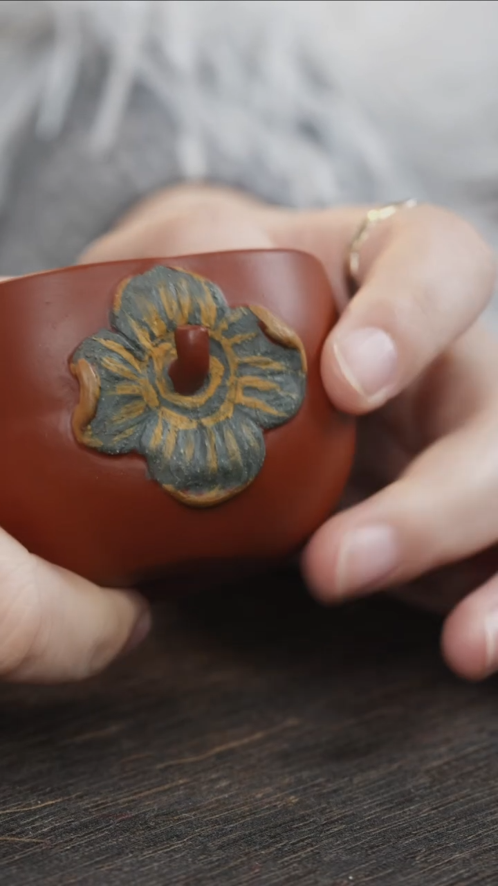 【闪购商品】紫砂茶叶罐朱泥事事如意主人杯