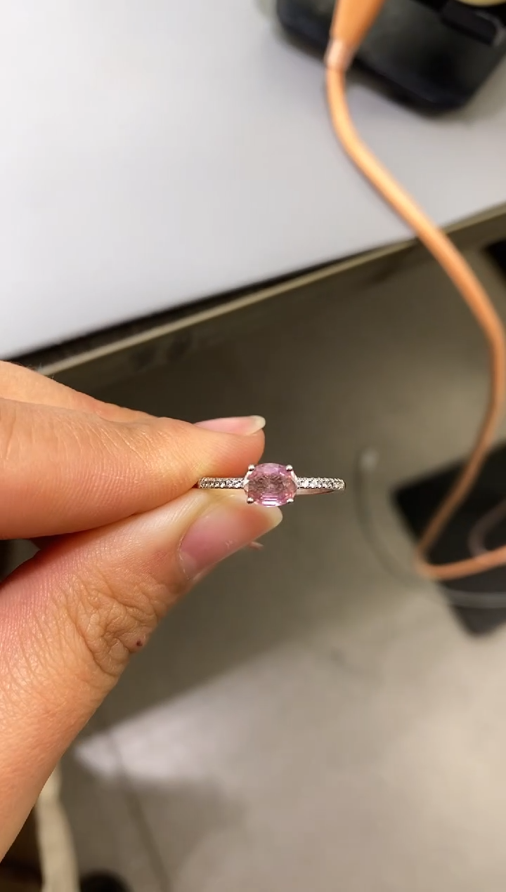 银S925镶嵌戒指碧玺天然碧玺戒指